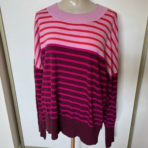Striped Pink, Burgundy, & Orange Sweater